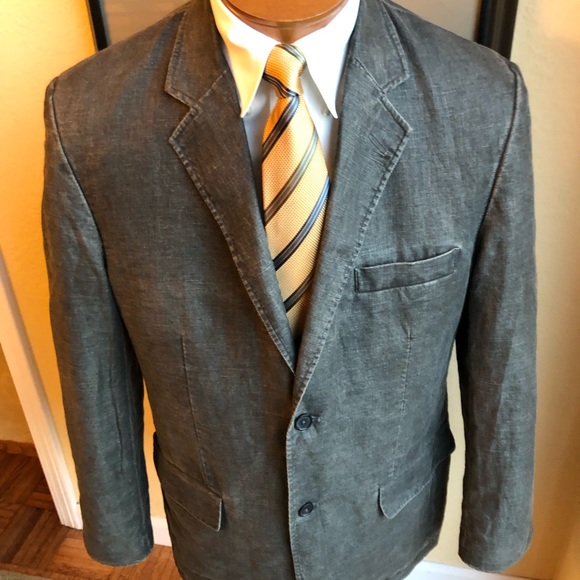 Material London Dark Gray Linen Jacket Size 42R - Picture 4 of 15